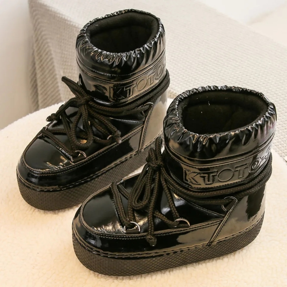 Platform Winter Snow Boots Wool Lined